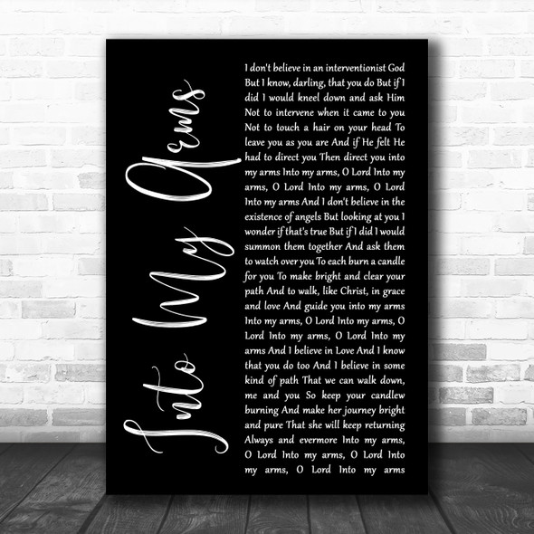 Nick Cave & The Bad Seeds Into My Arms Black Script Song Lyric Quote Music Print