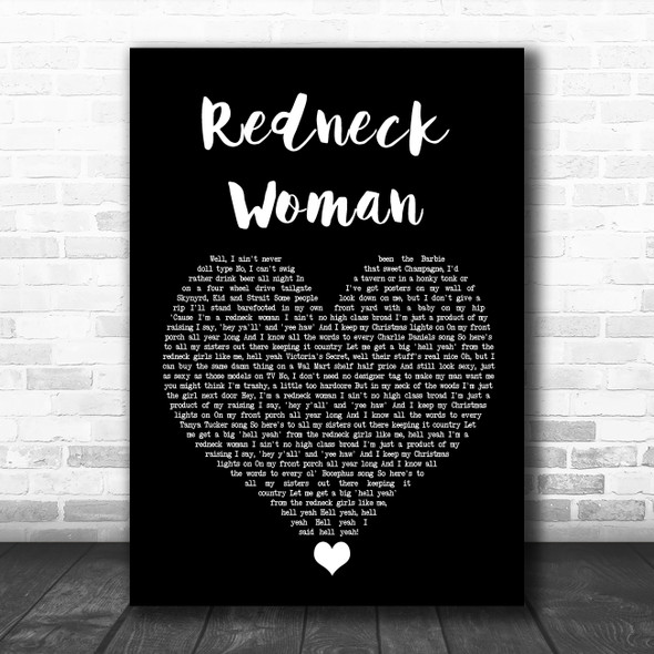 Gretchen Wilson Redneck Woman Black Heart Song Lyric Quote Music Print