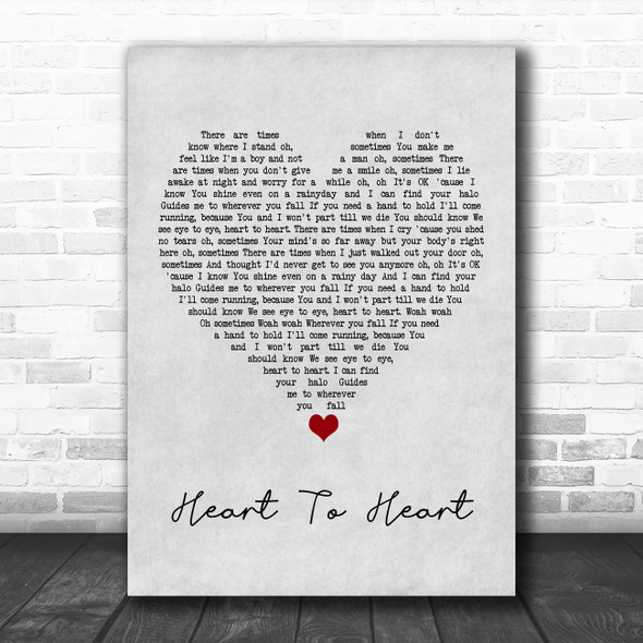 James Blunt Heart To Heart Grey Heart Song Lyric Quote Music Print