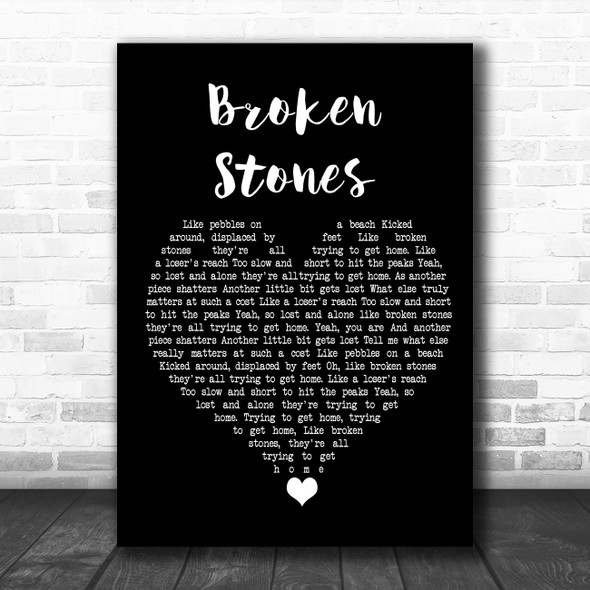 Paul Weller Broken Stones Black Heart Song Lyric Quote Music Print