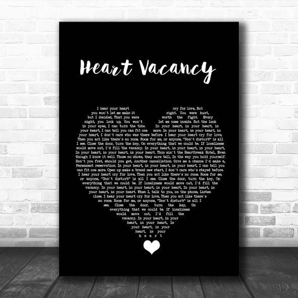 The Wanted Heart Vacancy Black Heart Song Lyric Quote Music Print