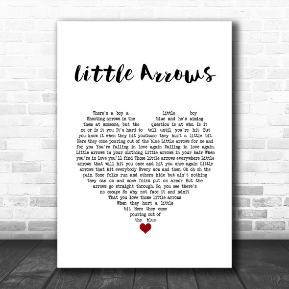 Leapy Lee Little Arrows White Heart Song Lyric Quote Music Print