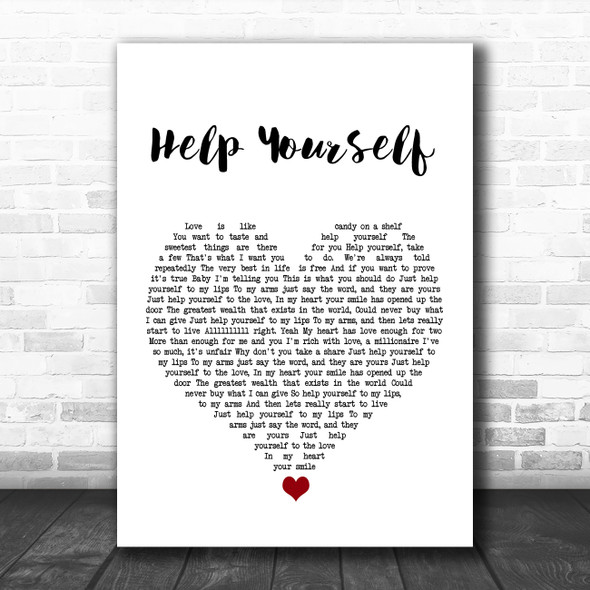 Tom Jones Help Yourself White Heart Song Lyric Quote Music Print