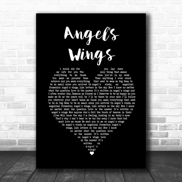 Westlife Angel's Wings Black Heart Song Lyric Quote Music Print