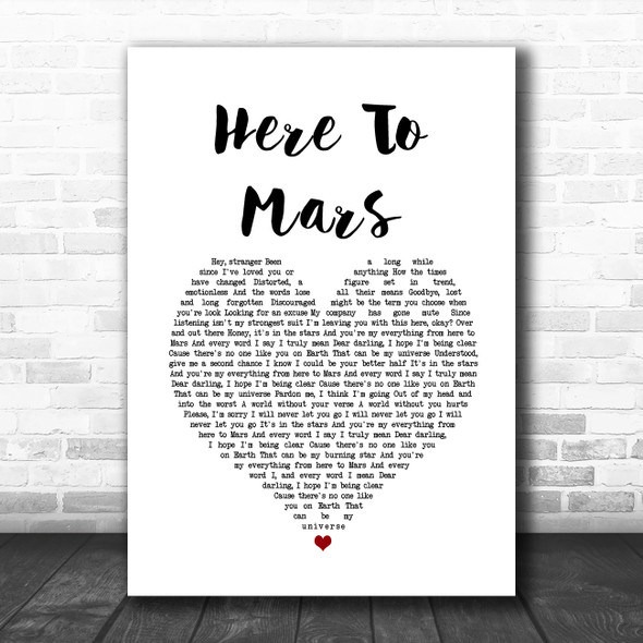 Coheed And Cambria Here To Mars White Heart Song Lyric Quote Music Print