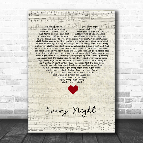 Imagine Dragons Every Night Script Heart Song Lyric Quote Music Print