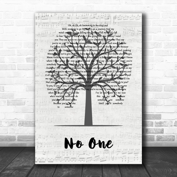 Jess Glynne No One Music Script Tree Song Lyric Quote Music Print