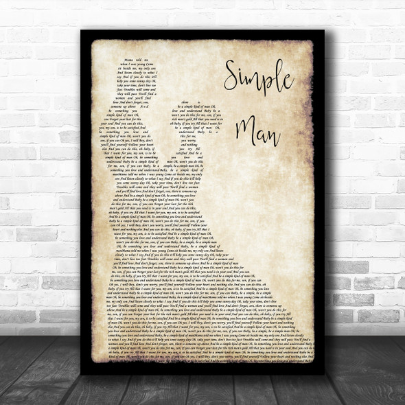 Lynyrd Skynyrd Simple Man Song Lyric Man Lady Dancing Music Wall Art Print