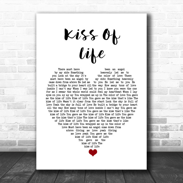 Sade Kiss Of Life White Heart Song Lyric Quote Music Print