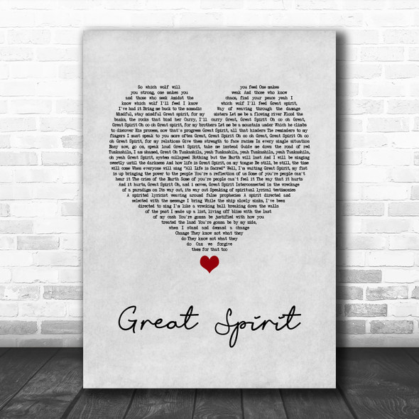 Nahko And Medicine For The People Great Spirit Grey Heart Song Lyric Quote Music Print