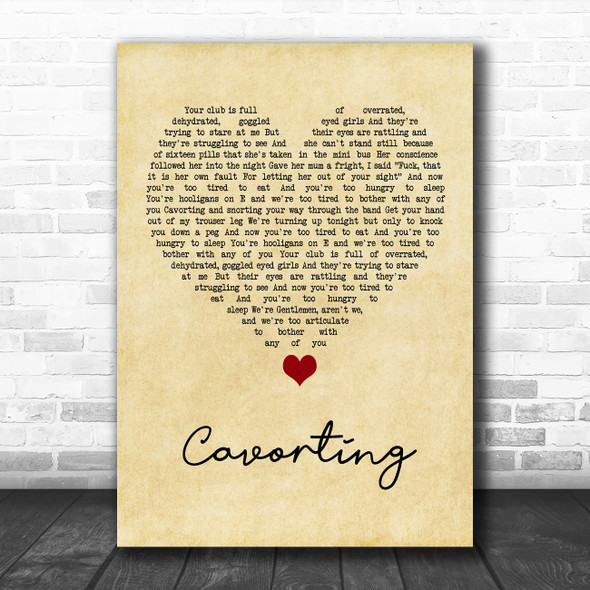 The Courteeners Cavorting Vintage Heart Song Lyric Quote Music Print