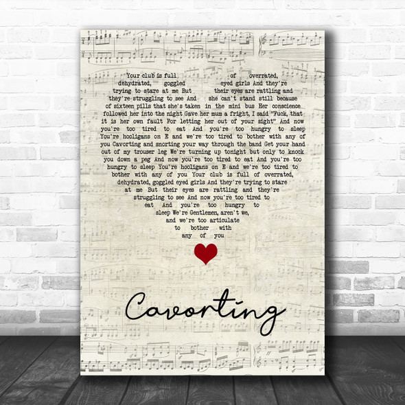 The Courteeners Cavorting Script Heart Song Lyric Quote Music Print