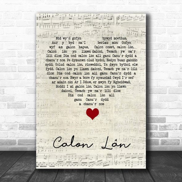 Cerys Matthews Calon Lân Script Heart Song Lyric Quote Music Print