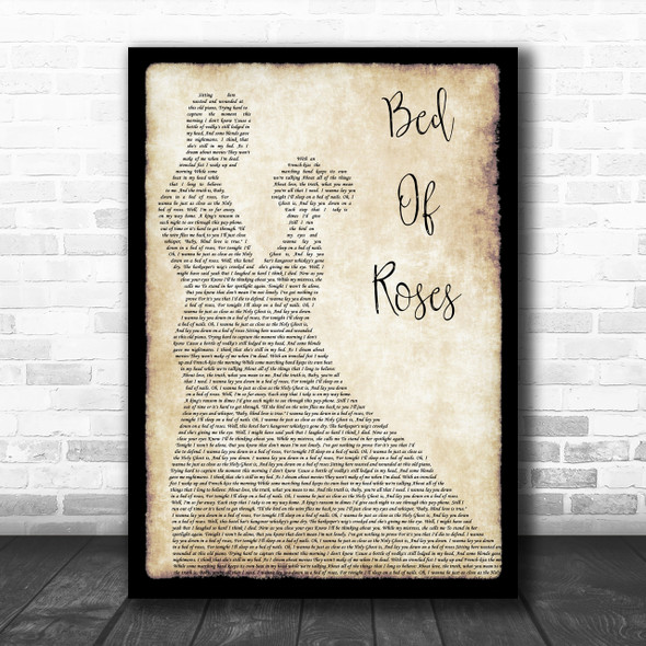 Bon Jovi Bed Of Roses Song Lyric Man Lady Dancing Music Wall Art Print