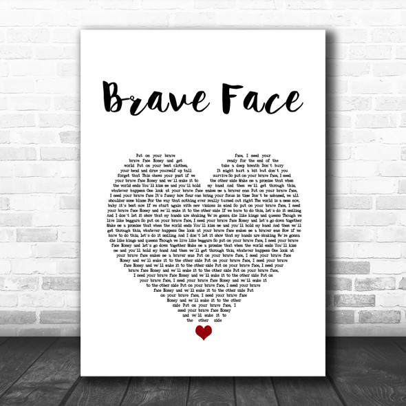Frank Turner Brave Face White Heart Song Lyric Quote Music Print
