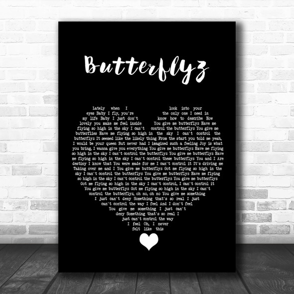 Alicia Keys Butterflyz Black Heart Song Lyric Quote Music Print