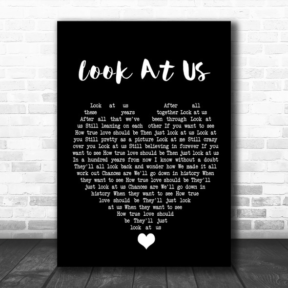 Vince Gill Look At Us Black Heart Song Lyric Quote Music Print