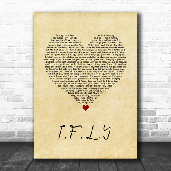 Bazzi I.F.L.Y. Vintage Heart Song Lyric Quote Music Print