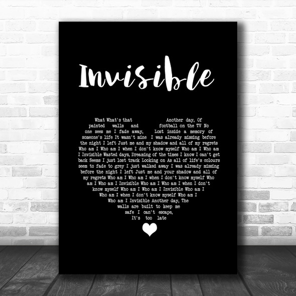 5 Seconds Of Summer Invisible Black Heart Song Lyric Quote Music Print
