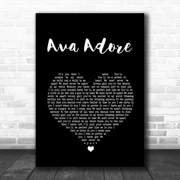 Smashing Pumpkins Ava Adore Black Heart Song Lyric Quote Music Print