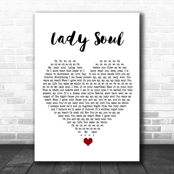 The Temptations Lady Soul White Heart Song Lyric Quote Music Print