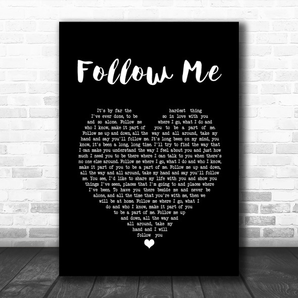 John Denver Follow Me Black Heart Song Lyric Quote Music Print