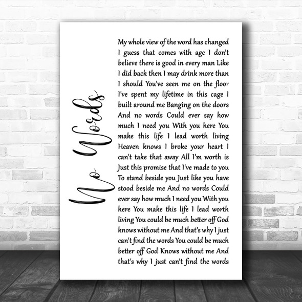 Cody Jinks No Words White Script Song Lyric Quote Music Print