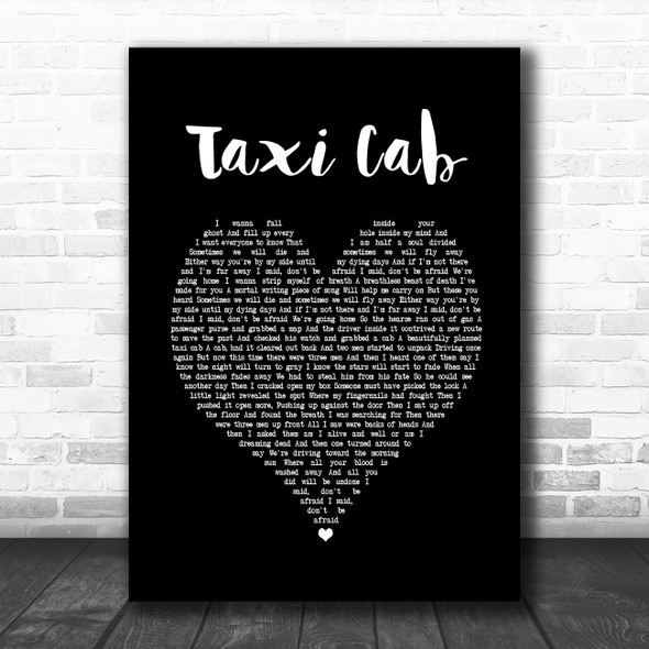 Twenty One Pilots Taxi Cab Black Heart Song Lyric Quote Music Print