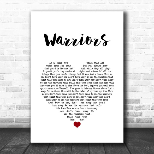 Imagine Dragons Warriors White Heart Song Lyric Quote Music Print