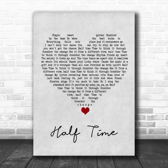 Amy Winehouse Half Time Grey Heart Song Lyric Quote Music Print