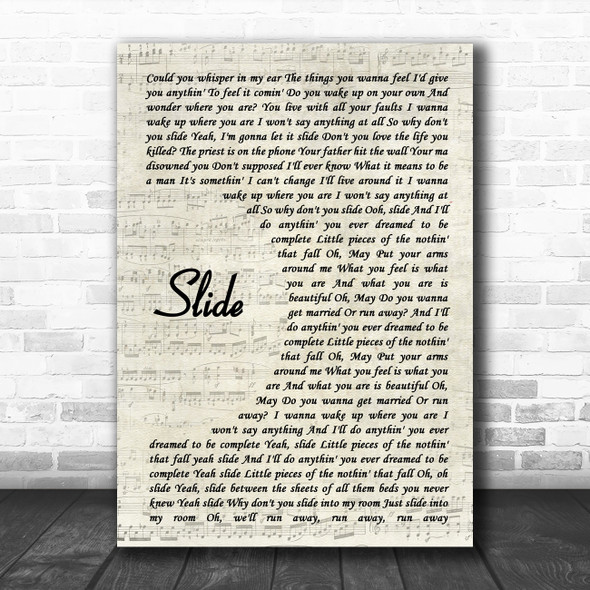 Goo Goo Dolls Slide Vintage Script Song Lyric Quote Music Print