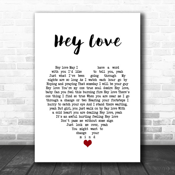 Stevie Wonder Hey Love White Heart Song Lyric Quote Music Print