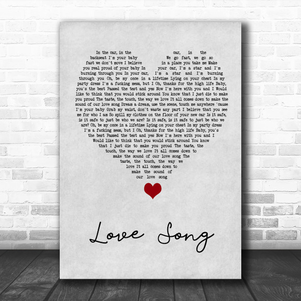 Lana Del Rey Love Song Grey Heart Song Lyric Quote Music Print