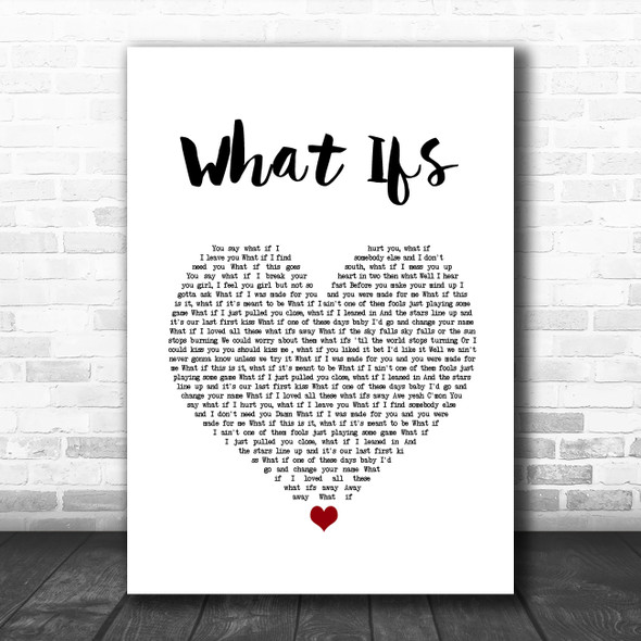 Kane Brown What Ifs White Heart Song Lyric Quote Music Print