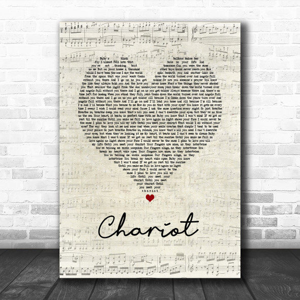 Jacob Lee Chariot Script Heart Song Lyric Quote Music Print