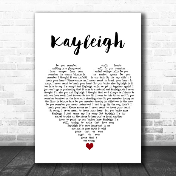 Marillion Kayleigh White Heart Song Lyric Quote Music Print