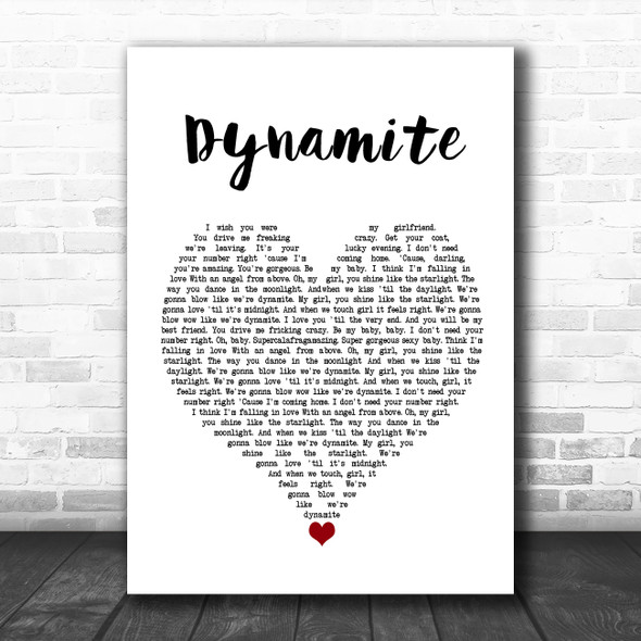 Roadtrip Dynamite White Heart Song Lyric Quote Music Print