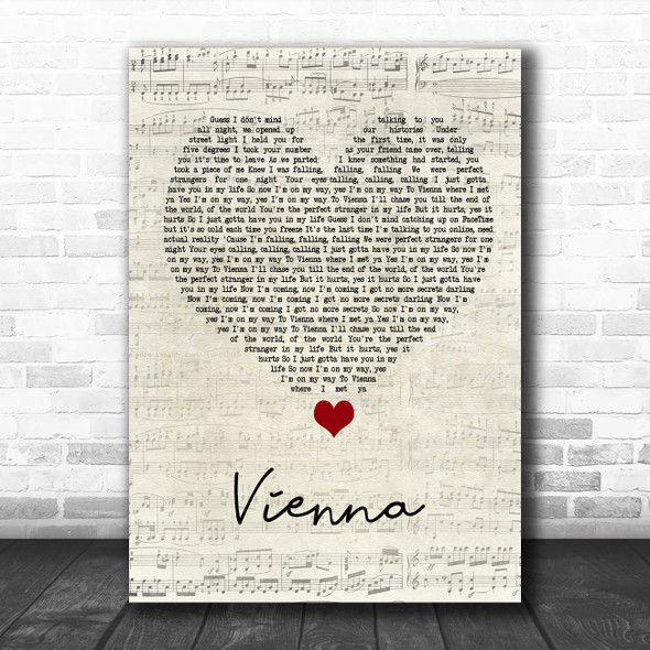 Declan J Donovan Vienna Script Heart Song Lyric Quote Music Print