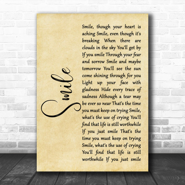 Nat King Cole Smile Rustic Script Song Lyric Quote Music Print