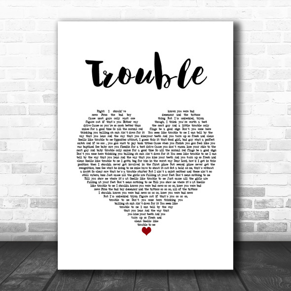 Iggy Azalea Trouble White Heart Song Lyric Quote Music Print