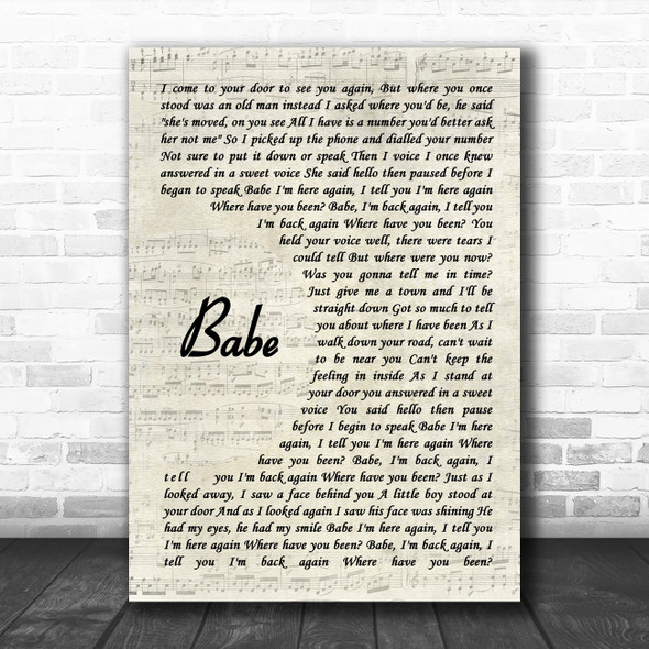 Take That Babe Vintage Script Song Lyric Quote Music Print