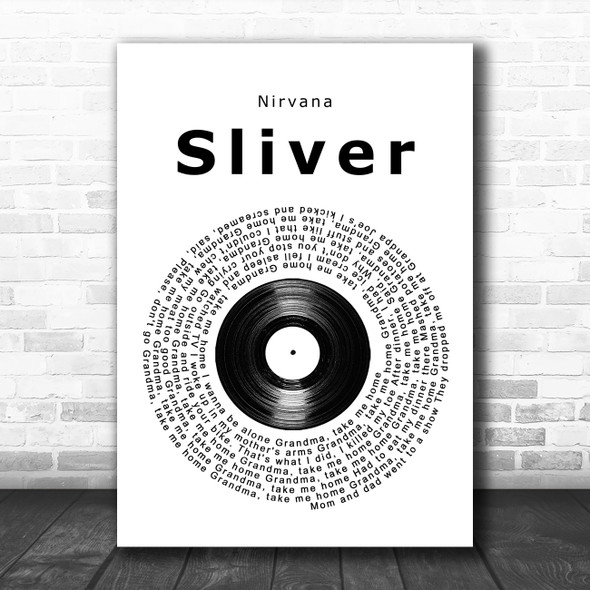 Nirvana Sliver Vinyl Record Song Lyric Quote Music Print