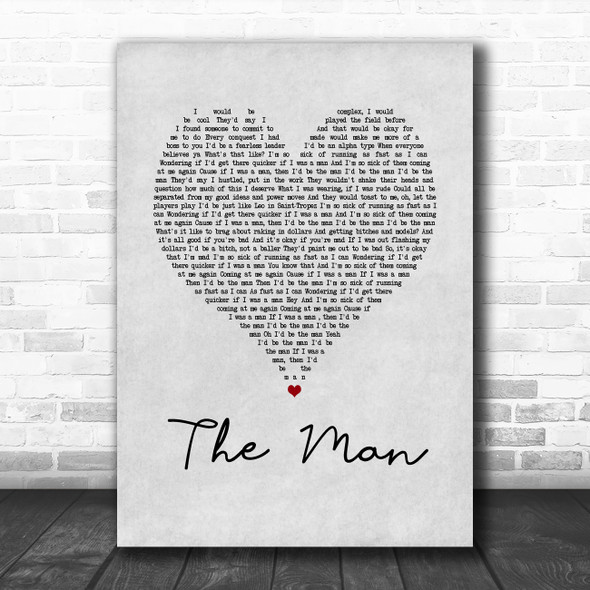 Taylor Swift The Man Grey Heart Song Lyric Quote Music Print