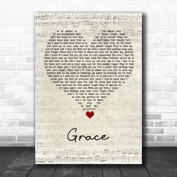 Rod Stewart Grace Script Heart Song Lyric Quote Music Print