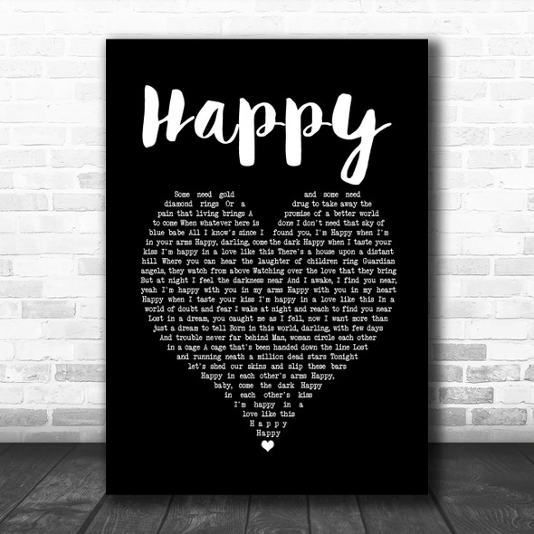 Bruce Springsteen Happy Black Heart Song Lyric Quote Music Print