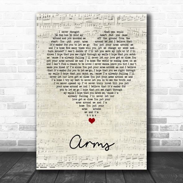 Christina Perri Arms Script Heart Song Lyric Quote Music Print