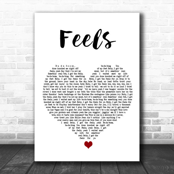 Ed Sheeran Feels White Heart Song Lyric Quote Music Print