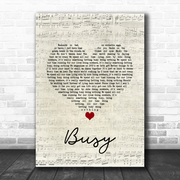 Olly Murs Busy Script Heart Song Lyric Quote Music Print