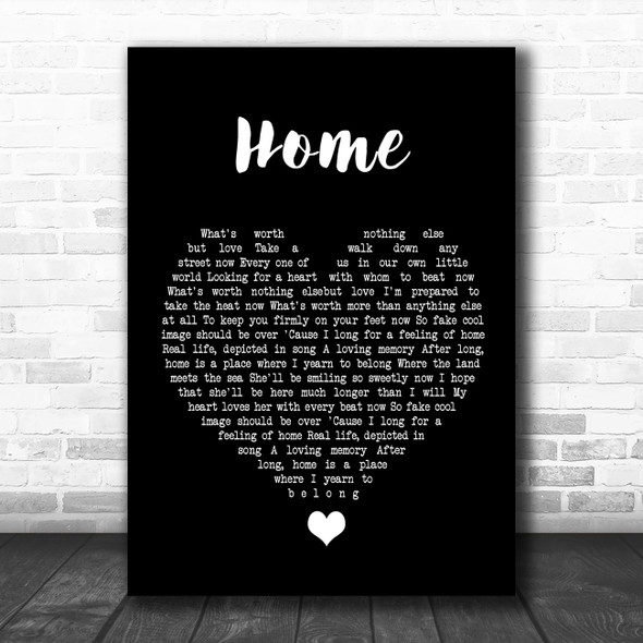 Simply Red Home Black Heart Song Lyric Quote Music Print