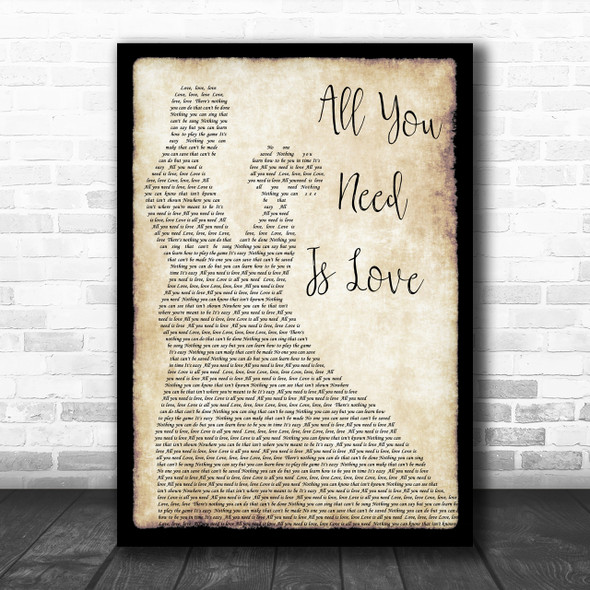 The Beatles All You Need Is Love Song Lyric Man Lady Dancing Music Wall Art Print